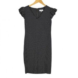 Calvin Klein Polka Dot Dress Black White Puff
Cap Sleeve V Neck Size 6